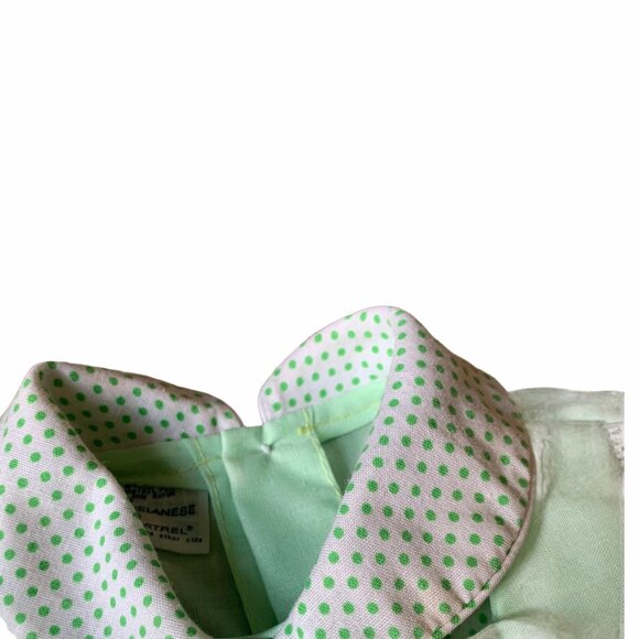 Vintage Seafoam Green Swiss Dot Mouse Embroidered Dress 0-3 Months - Picture 5 of 9